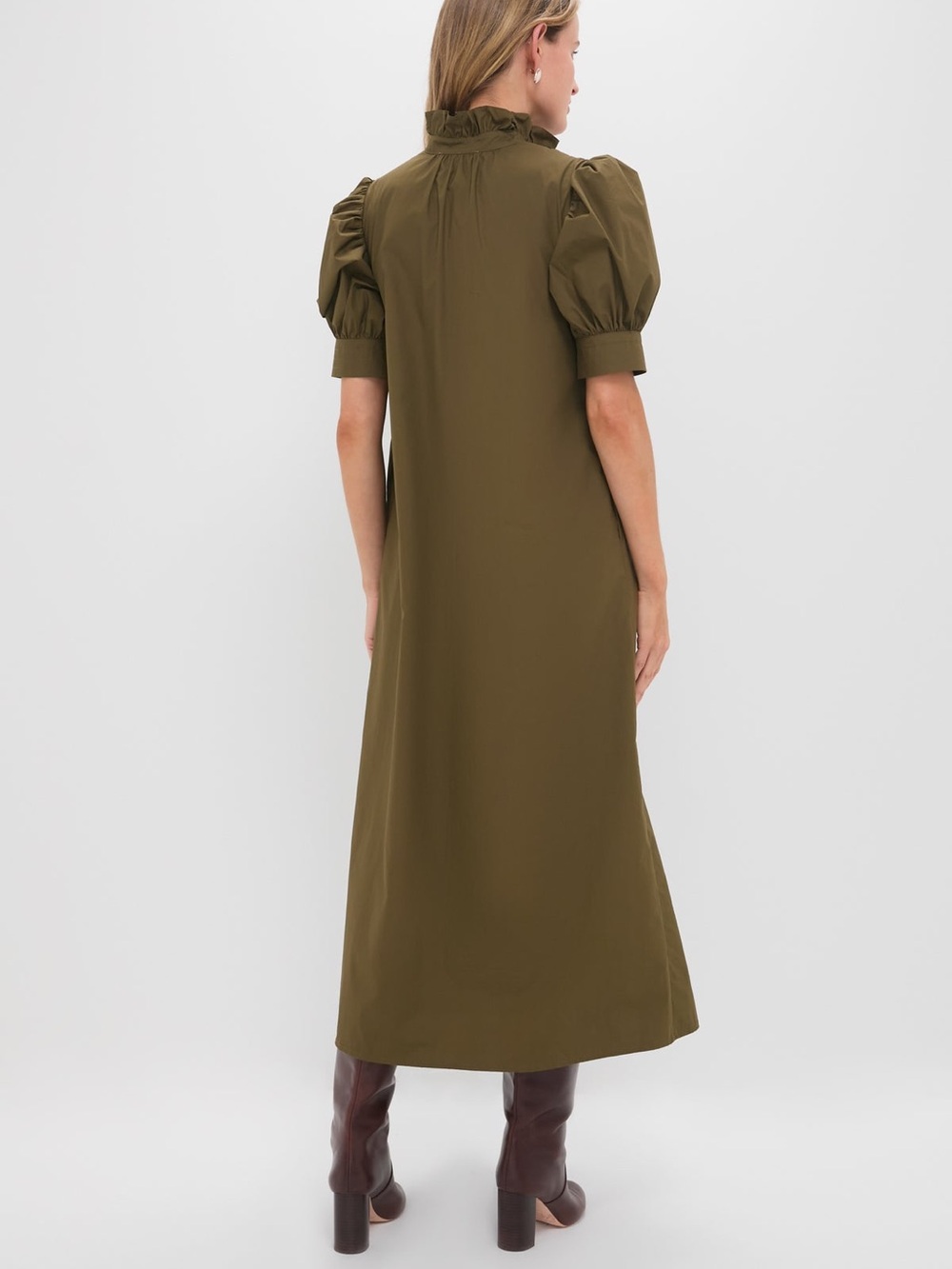 Tuckernuck Hyacinth House Olive Green Ruffle Collar Louisa Maxi Dress Size Large - Picture 11 of 13